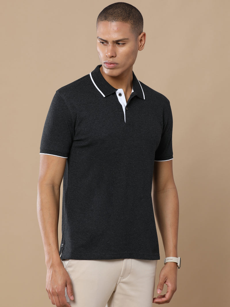 Charcoal Melange Eco-Friendly Men’s Casual Wear Sustainable Polo T-Shirt