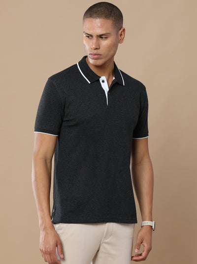Charcoal Melange Eco-Friendly Men’s Casual Wear Sustainable Polo T-Shirt