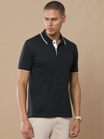 Charcoal Melange Eco-Friendly Men’s Casual Wear Sustainable Polo T-Shirt