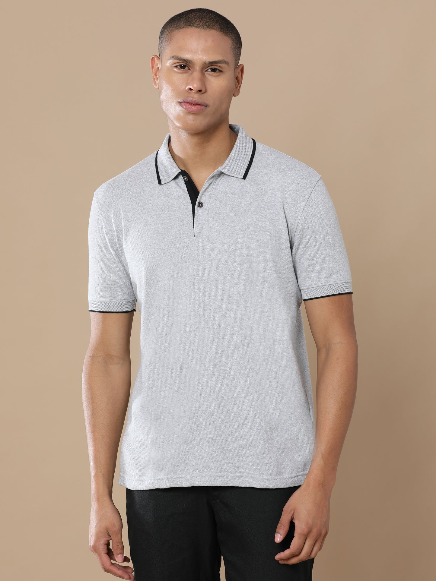 Sustainable Heather Grey Men's Premium Polo T-Shirt | Eco-Friendly Casual Wear