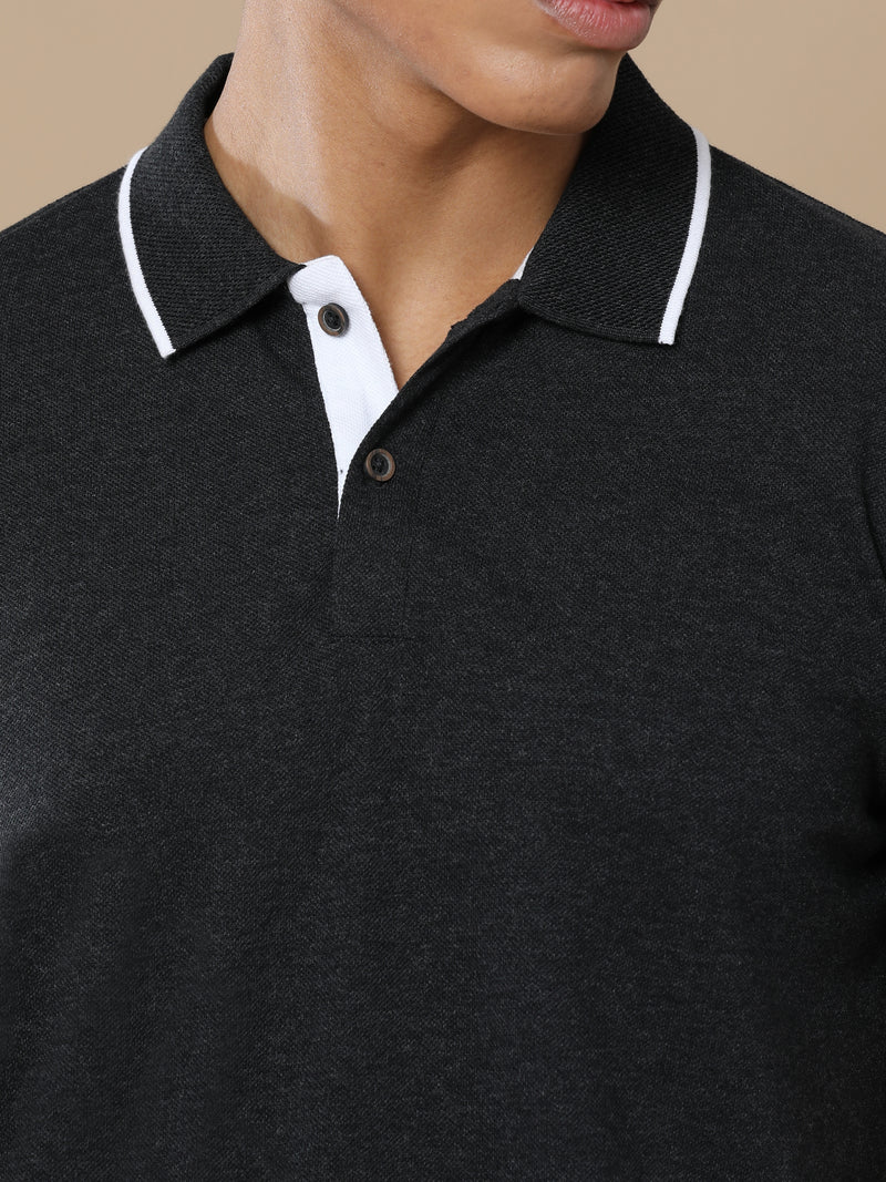 Charcoal Melange Eco-Friendly Men’s Casual Wear Sustainable Polo T-Shirt