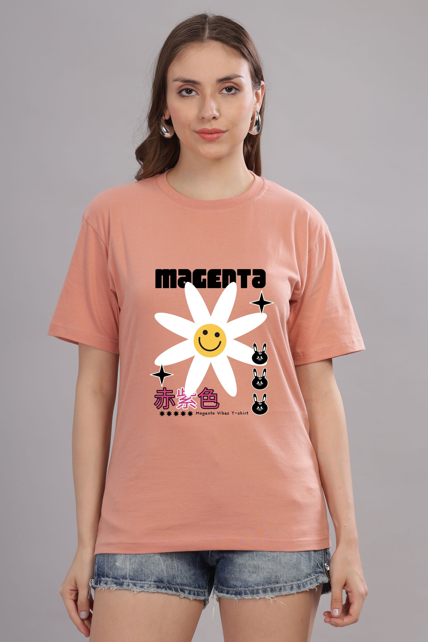 Women’s Printed Oversized Baggy Fit Rich Soft Cotton Fabric T-shirt