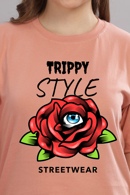 Women’s Printed Oversized Baggy Fit Rich Soft Cotton Fabric T-shirt
