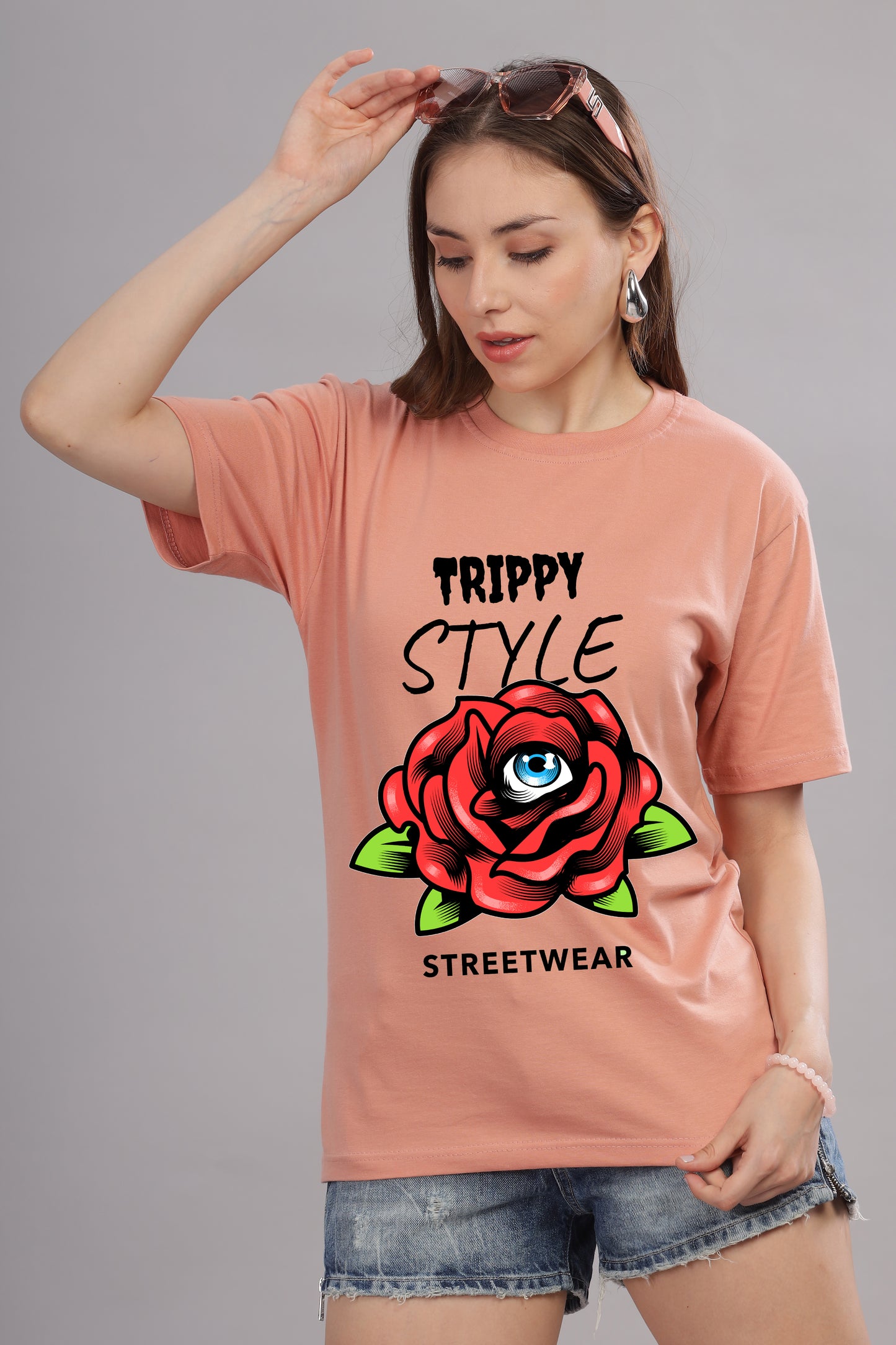 Women’s Printed Oversized Baggy Fit Rich Soft Cotton Fabric T-shirt