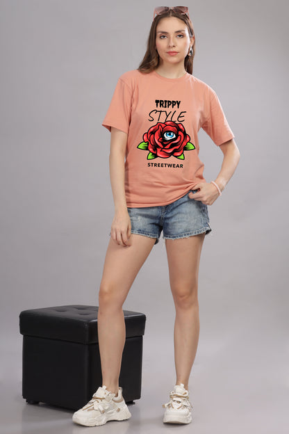 Women’s Printed Oversized Baggy Fit Rich Soft Cotton Fabric T-shirt
