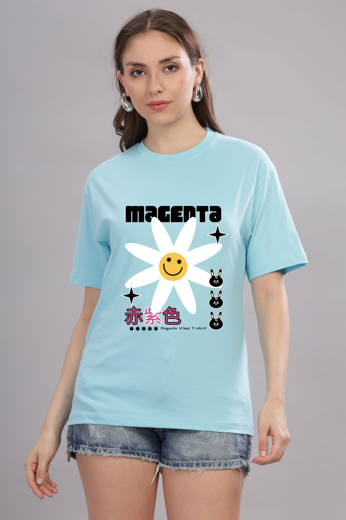Women’s Printed Oversized Baggy Fit Rich Soft Cotton Fabric T-shirt