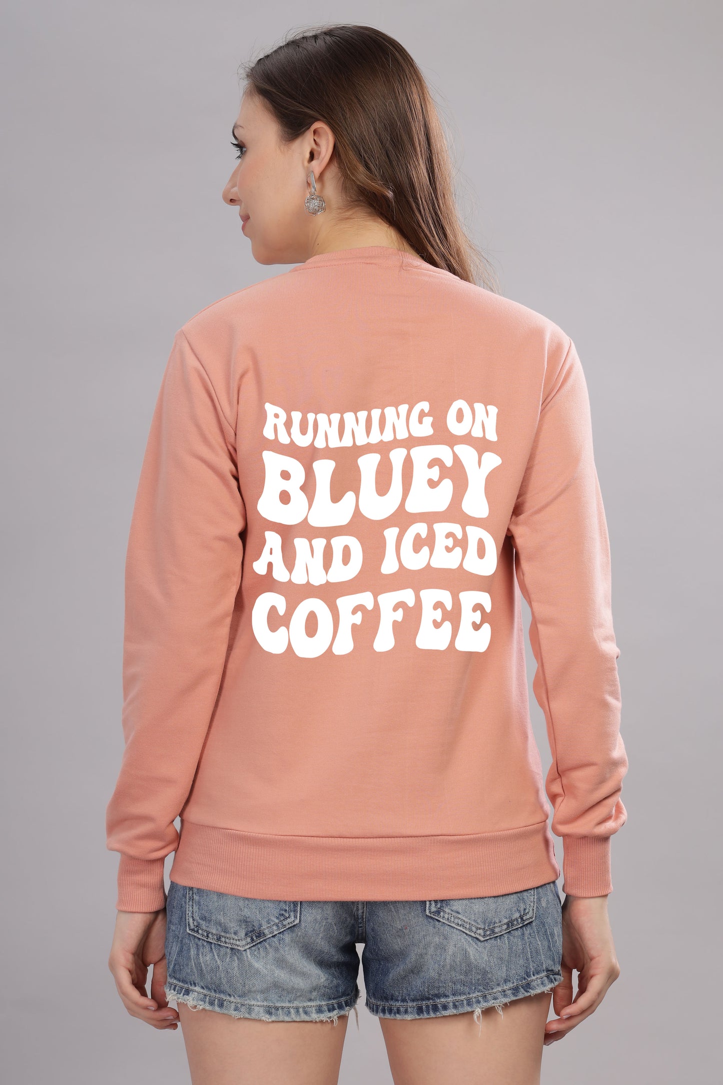 Running on Bluey and Iced Coffee Women’s Full Sleeve Sweatshirt