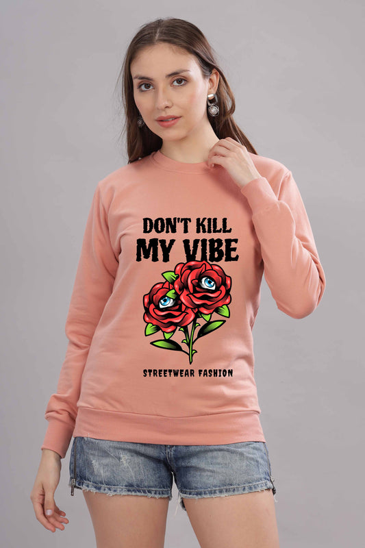 Women’s Cozy & Stylish Full Sleeve Pastel Colour Printed Sweatshirt
