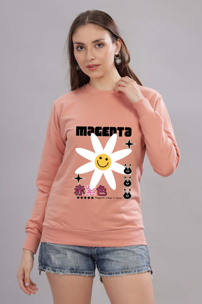 Women’s Cozy & Stylish Full Sleeve Pastel Colour Printed Sweatshirt