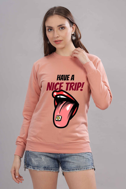 Women’s Cozy & Stylish Full Sleeve Pastel Colour Printed Sweatshirt