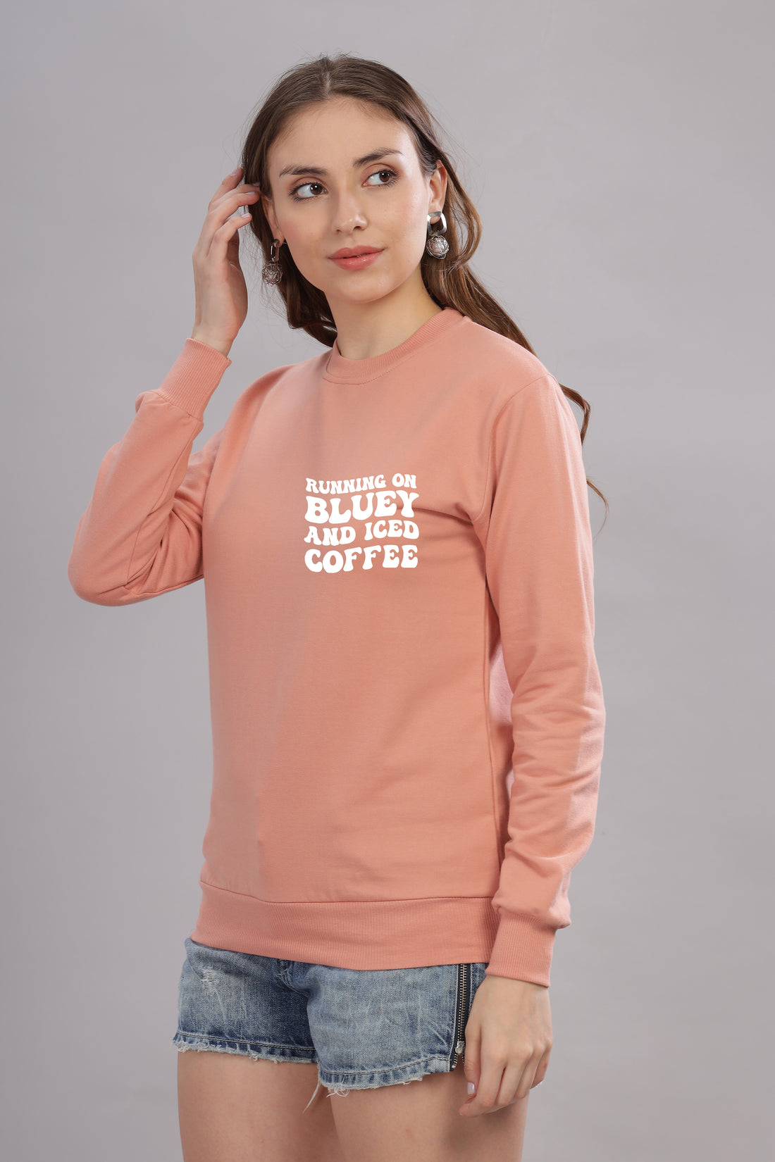 Running on Bluey and Iced Coffee Women’s Full Sleeve Sweatshirt