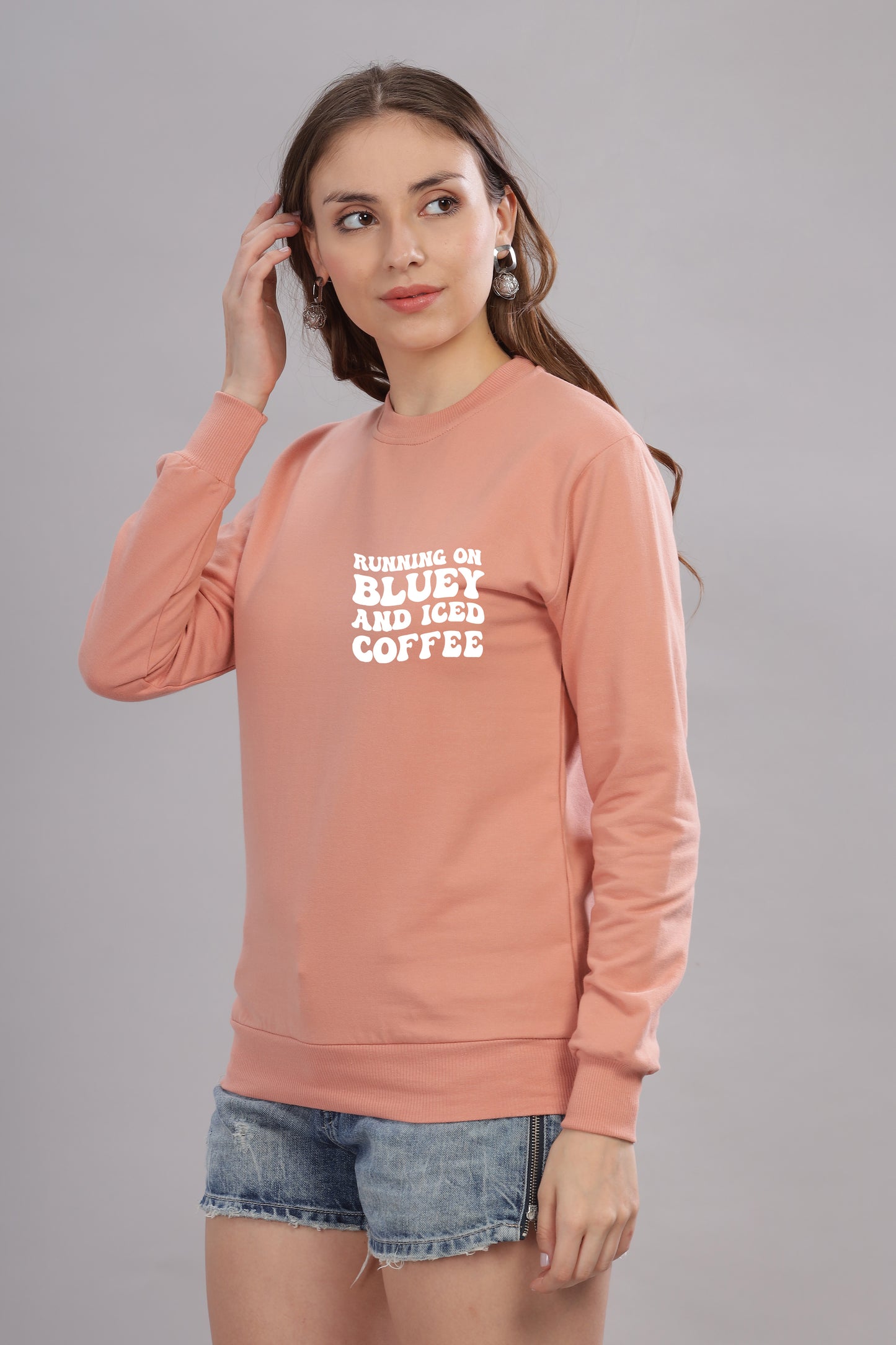 Running on Bluey and Iced Coffee Women’s Full Sleeve Sweatshirt