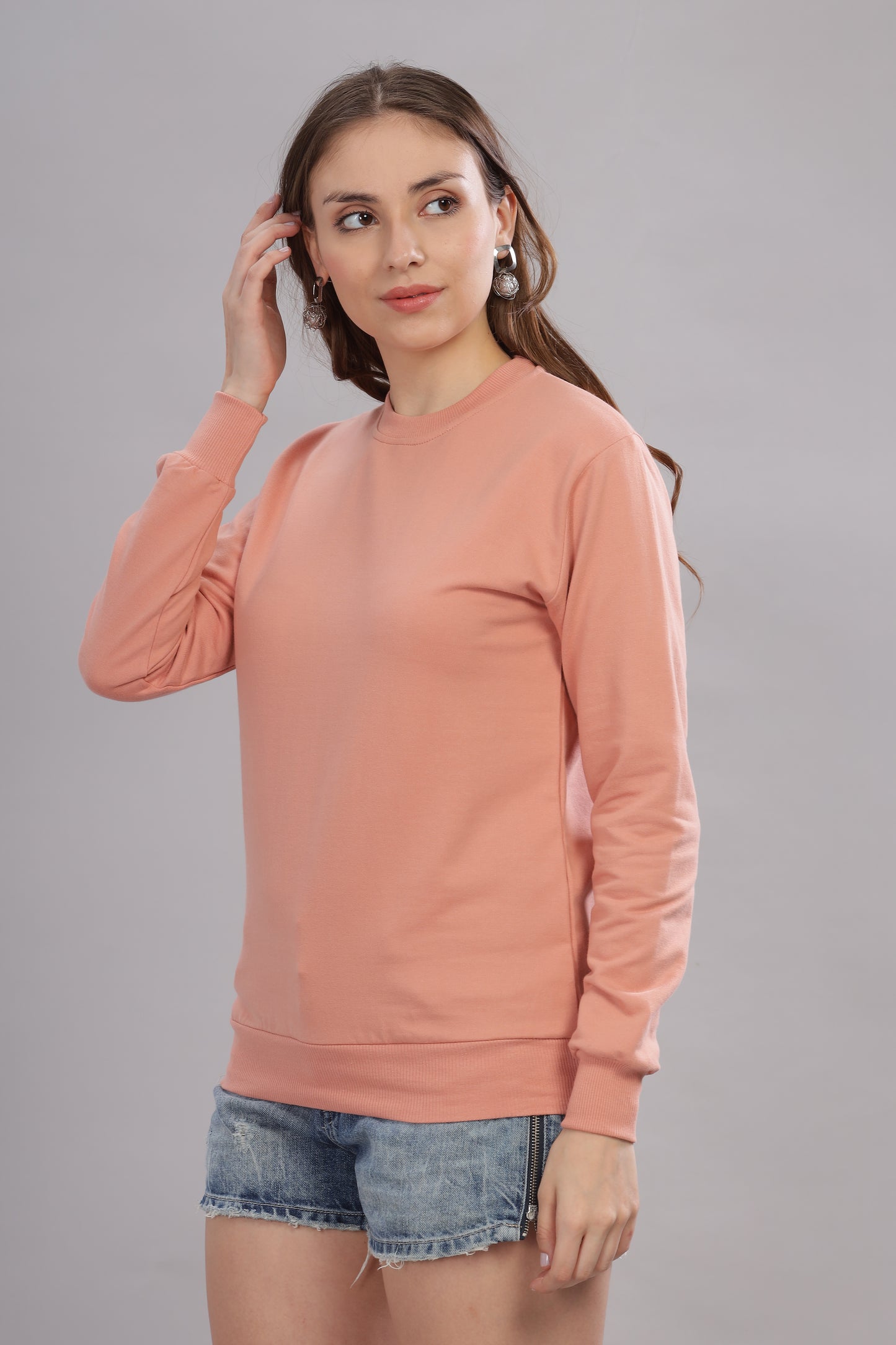 Women’s Solid Prefect Comfortable Full Sleeve Soft & Cozy Feel Sweatshirt
