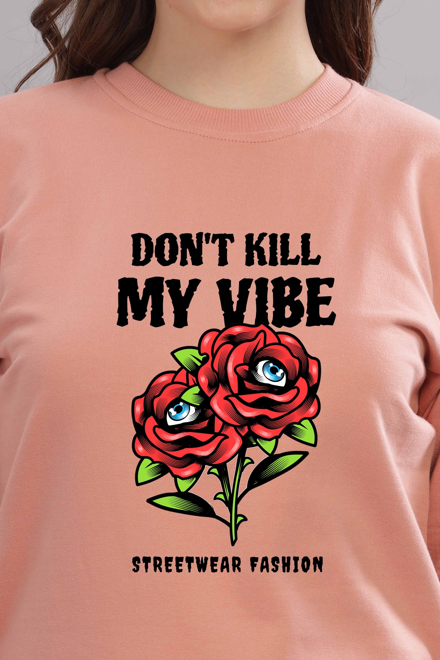 Women’s Cozy & Stylish Full Sleeve Pastel Colour Printed Sweatshirt