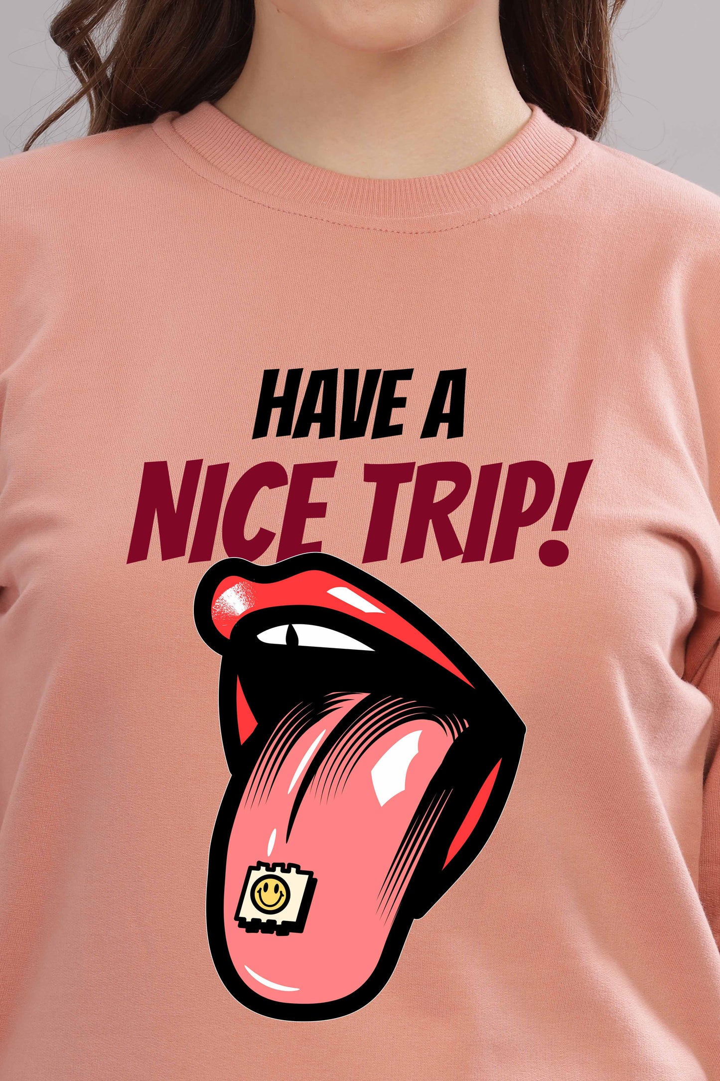 Women’s Cozy & Stylish Full Sleeve Pastel Colour Printed Sweatshirt