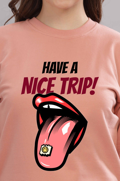 Women’s Cozy & Stylish Full Sleeve Pastel Colour Printed Sweatshirt