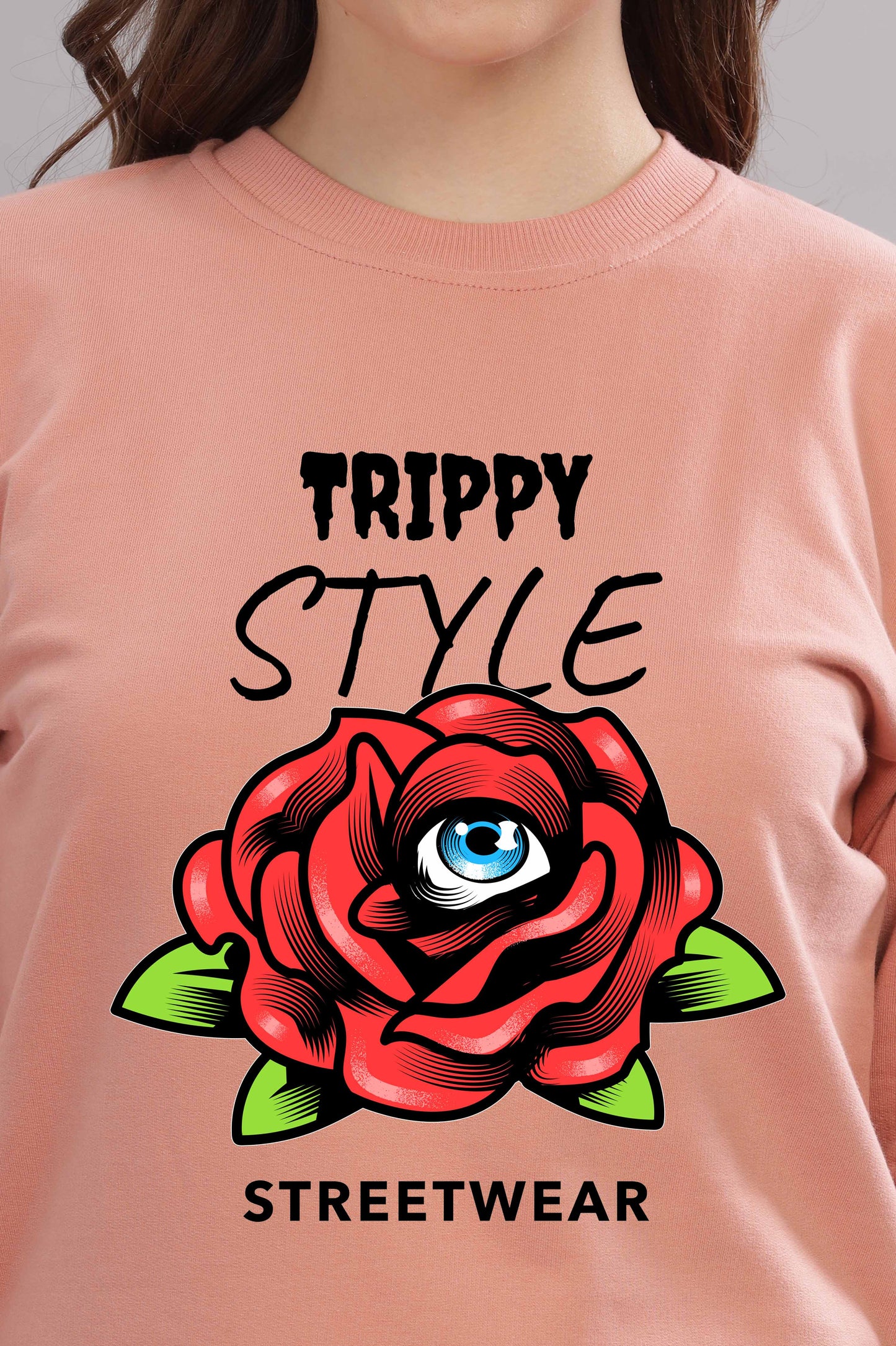 Women’s Cozy & Stylish Full Sleeve Pastel Colour Printed Sweatshirt