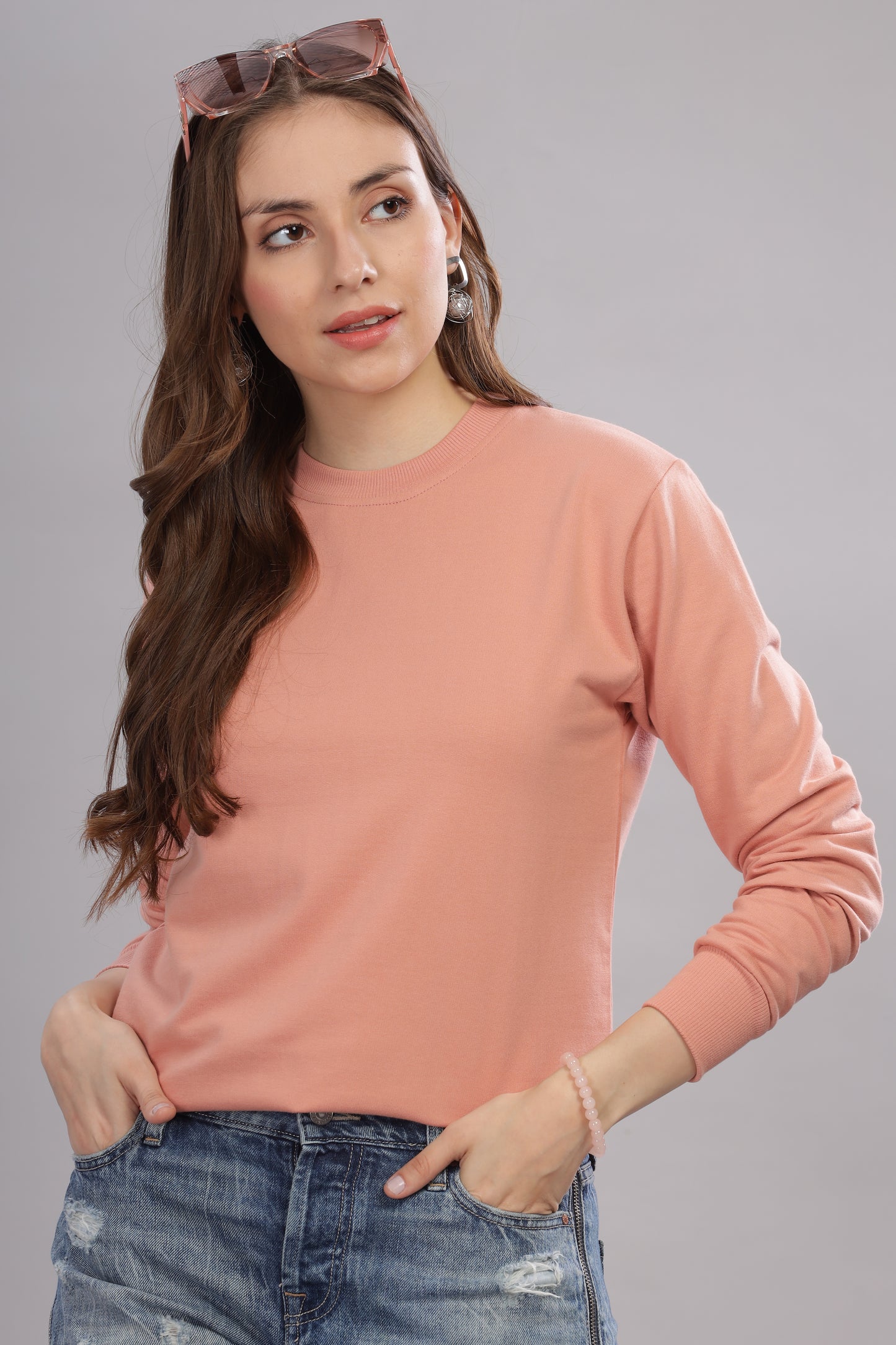 Women’s Solid Prefect Comfortable Full Sleeve Soft & Cozy Feel Sweatshirt