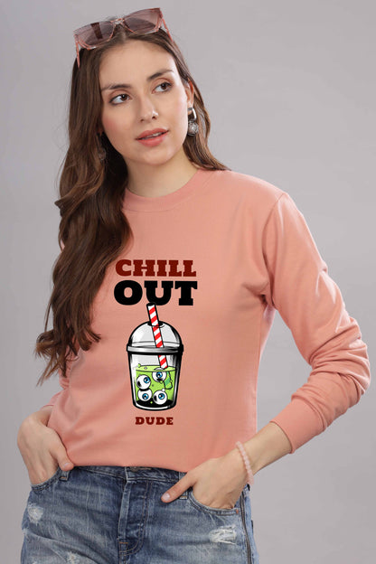Women’s Cozy & Stylish Full Sleeve Pastel Colour Printed Sweatshirt