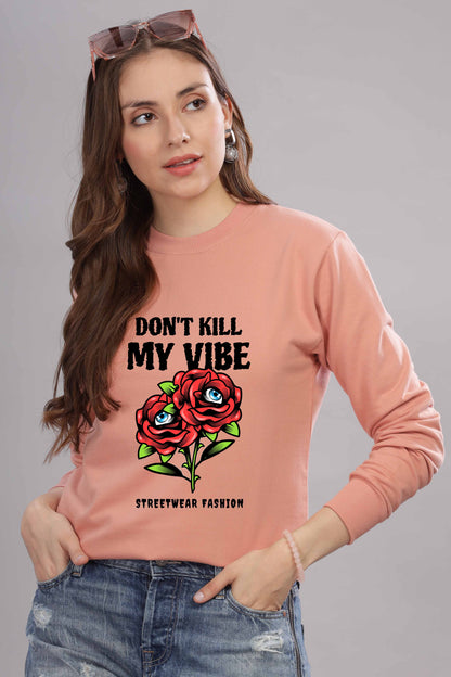 Women’s Cozy & Stylish Full Sleeve Pastel Colour Printed Sweatshirt
