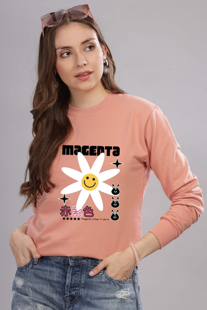 Women’s Cozy & Stylish Full Sleeve Pastel Colour Printed Sweatshirt