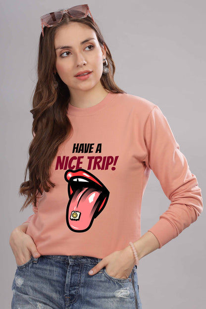Women’s Cozy & Stylish Full Sleeve Pastel Colour Printed Sweatshirt