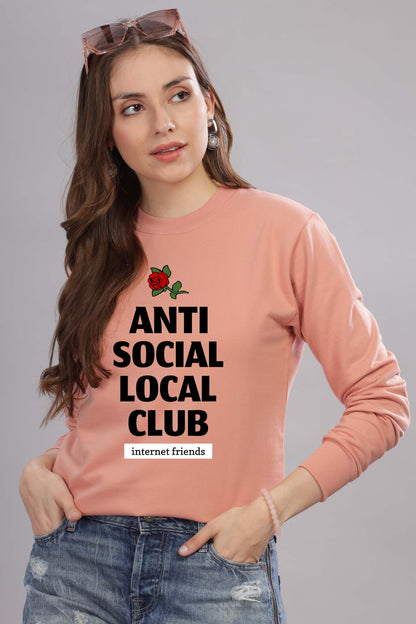 Women’s Cozy & Stylish Full Sleeve Pastel Colour Printed Sweatshirt