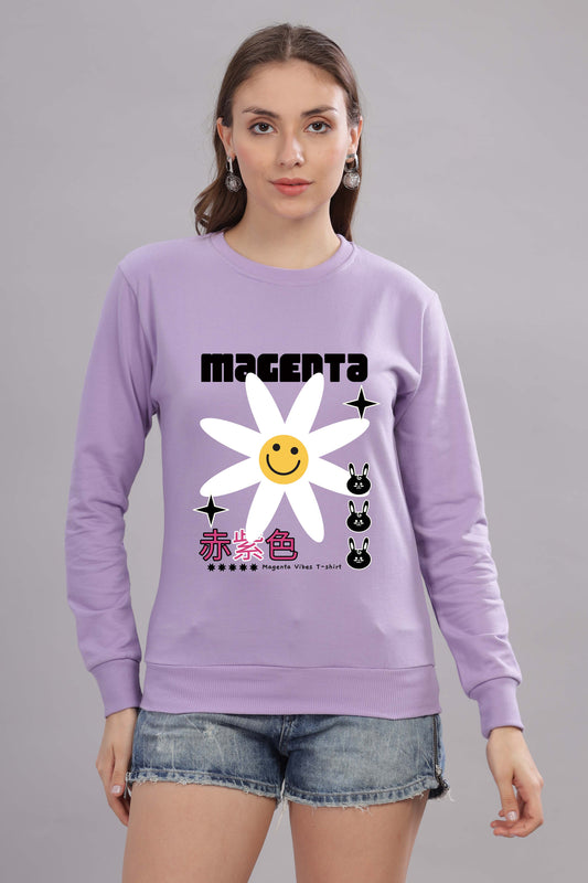 Women’s Cozy & Stylish Full Sleeve Pastel Colour Printed Sweatshirt