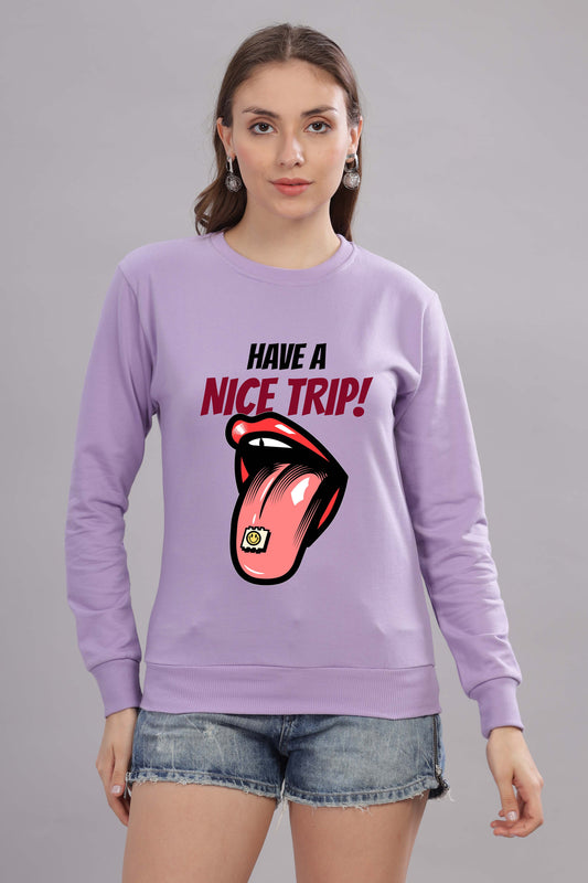 Women’s Cozy & Stylish Full Sleeve Pastel Colour Printed Sweatshirt