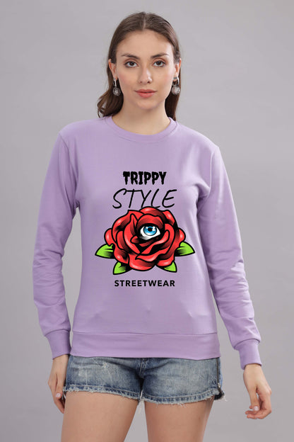 Women’s Cozy & Stylish Full Sleeve Pastel Colour Printed Sweatshirt