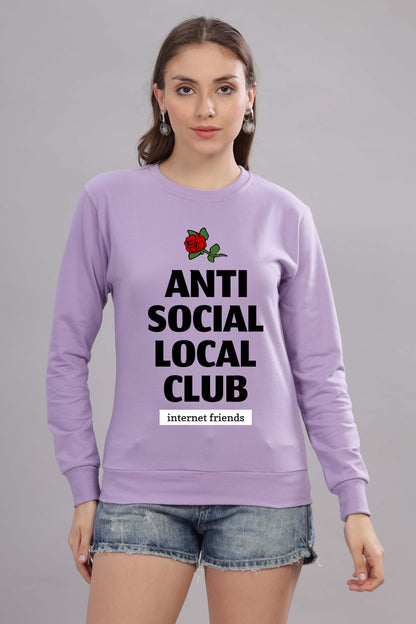Women’s Cozy & Stylish Full Sleeve Pastel Colour Printed Sweatshirt