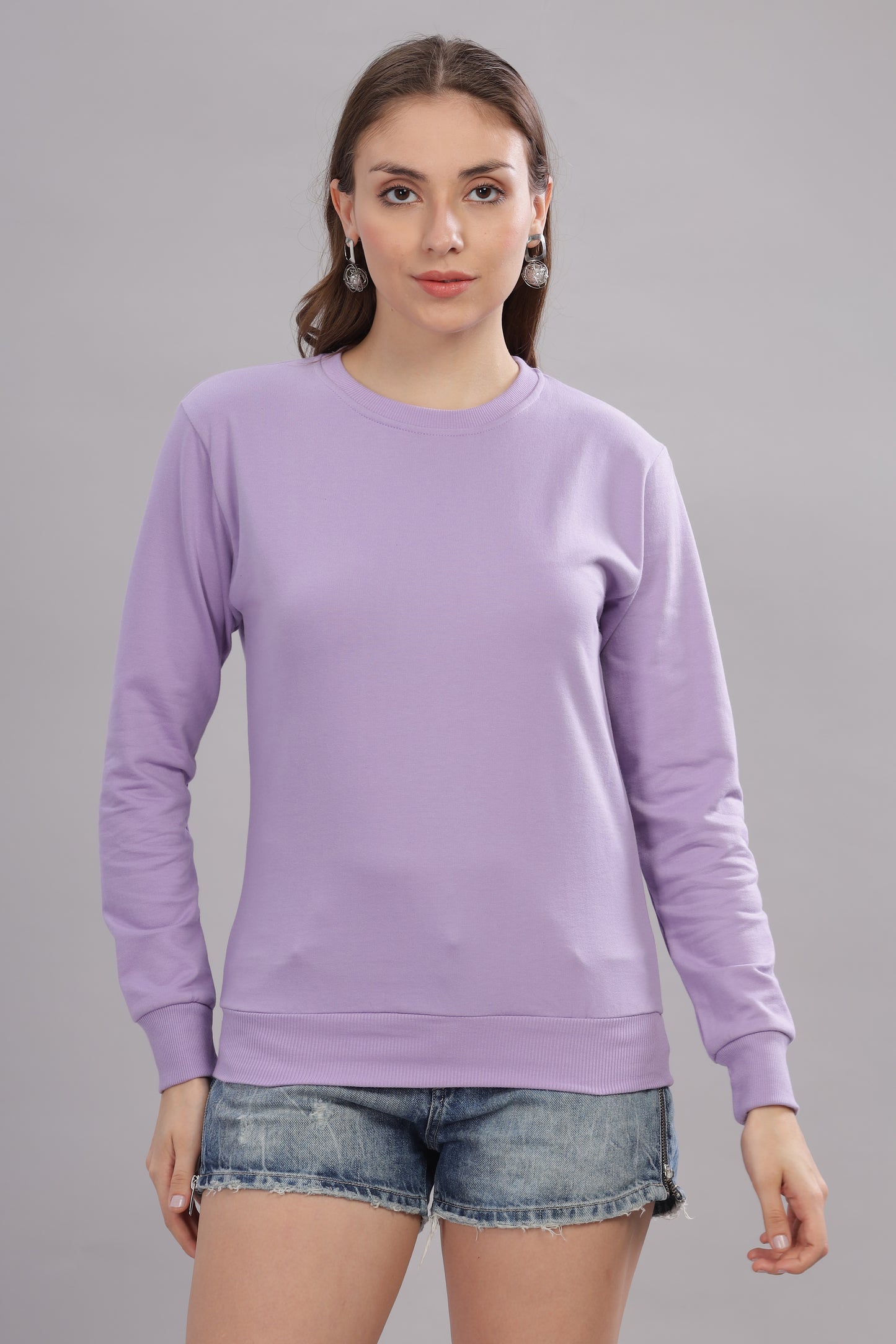 Women’s Solid Prefect Comfortable Full Sleeve Soft & Cozy Feel Sweatshirt