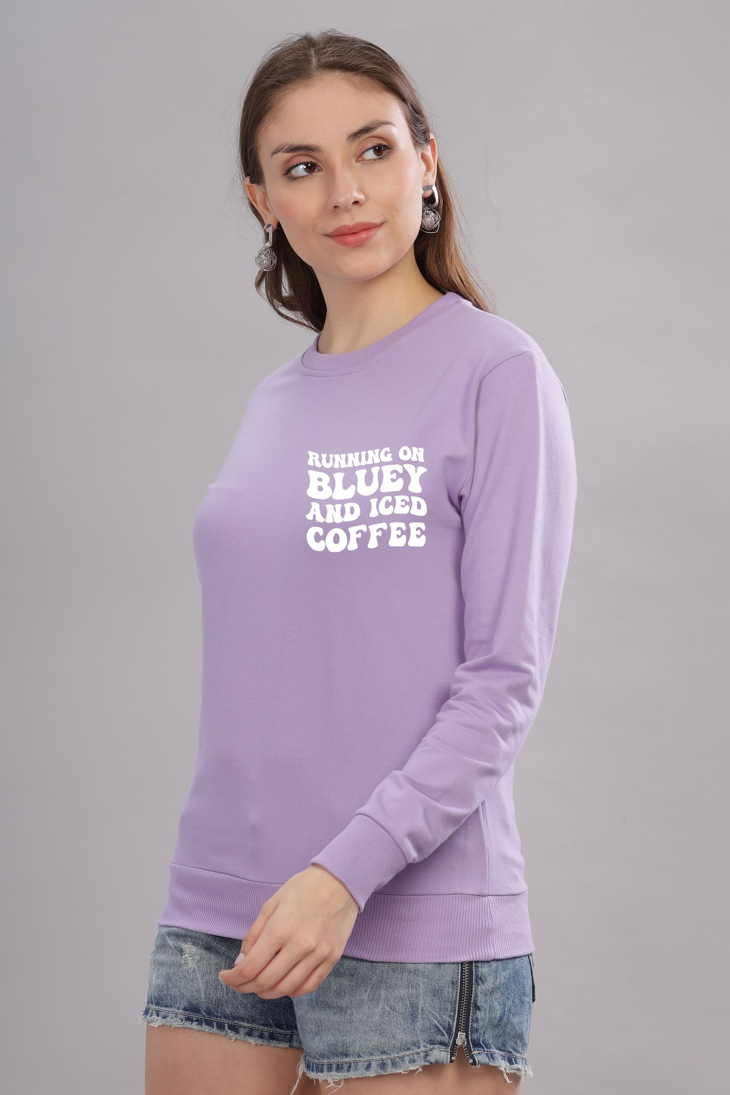 Running on Bluey and Iced Coffee Women’s Full Sleeve Sweatshirt