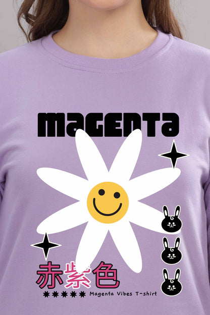 Women’s Cozy & Stylish Full Sleeve Pastel Colour Printed Sweatshirt