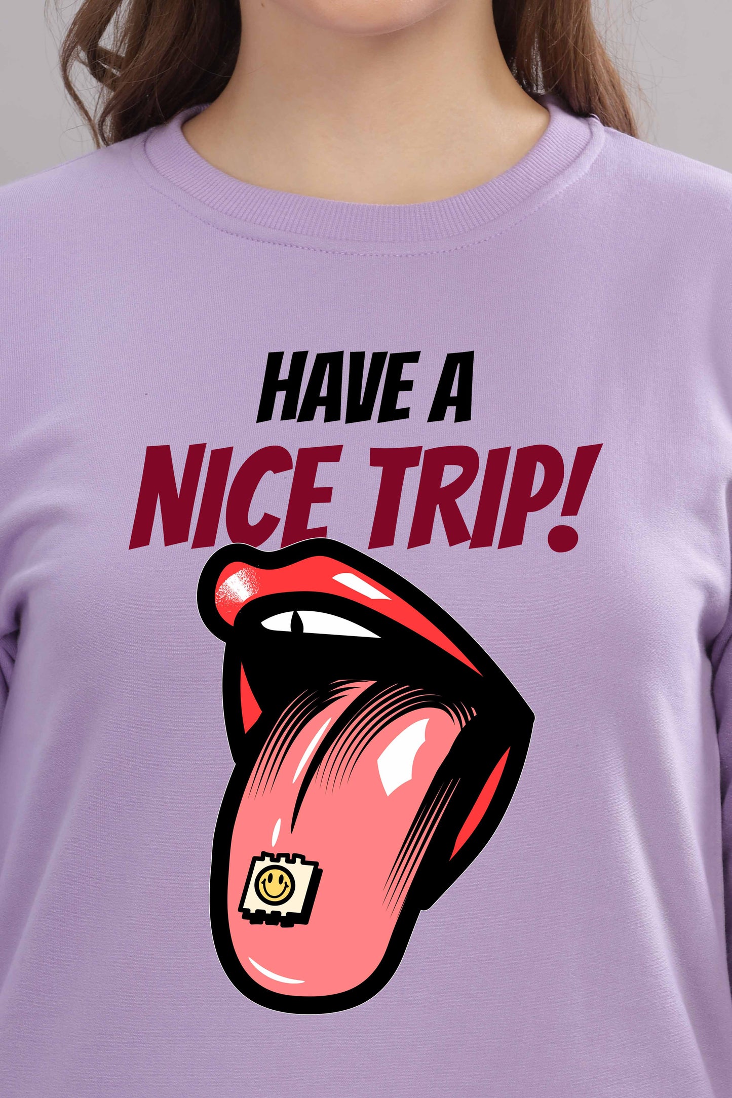 Women’s Cozy & Stylish Full Sleeve Pastel Colour Printed Sweatshirt