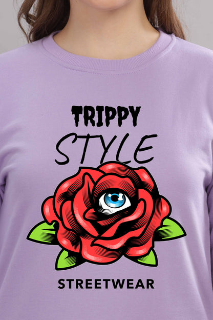 Women’s Cozy & Stylish Full Sleeve Pastel Colour Printed Sweatshirt