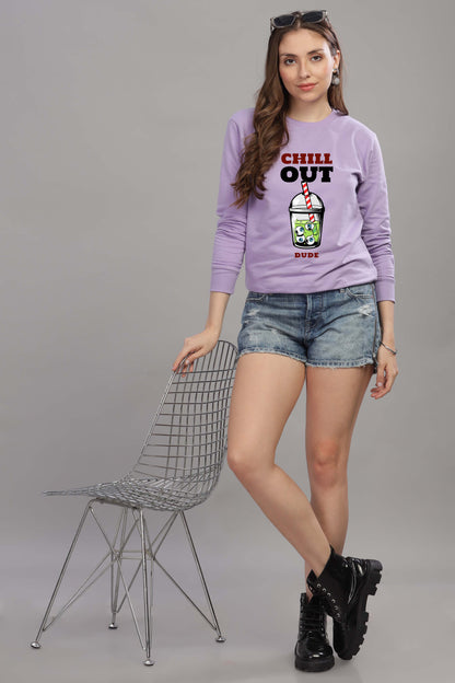 Women’s Cozy & Stylish Full Sleeve Pastel Colour Printed Sweatshirt