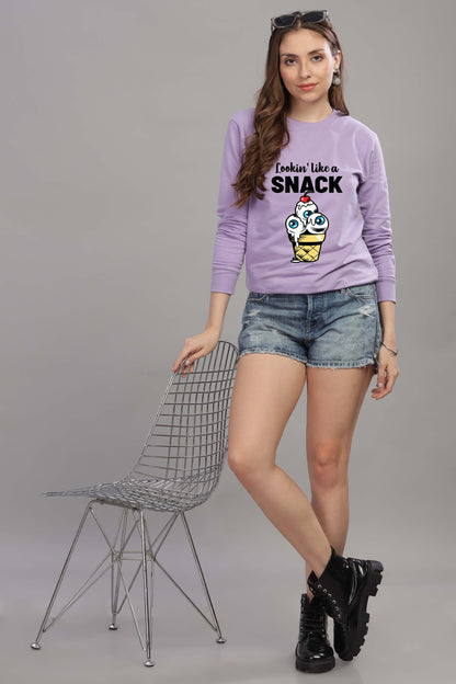 Women’s Cozy & Stylish Full Sleeve Pastel Colour Printed Sweatshirt