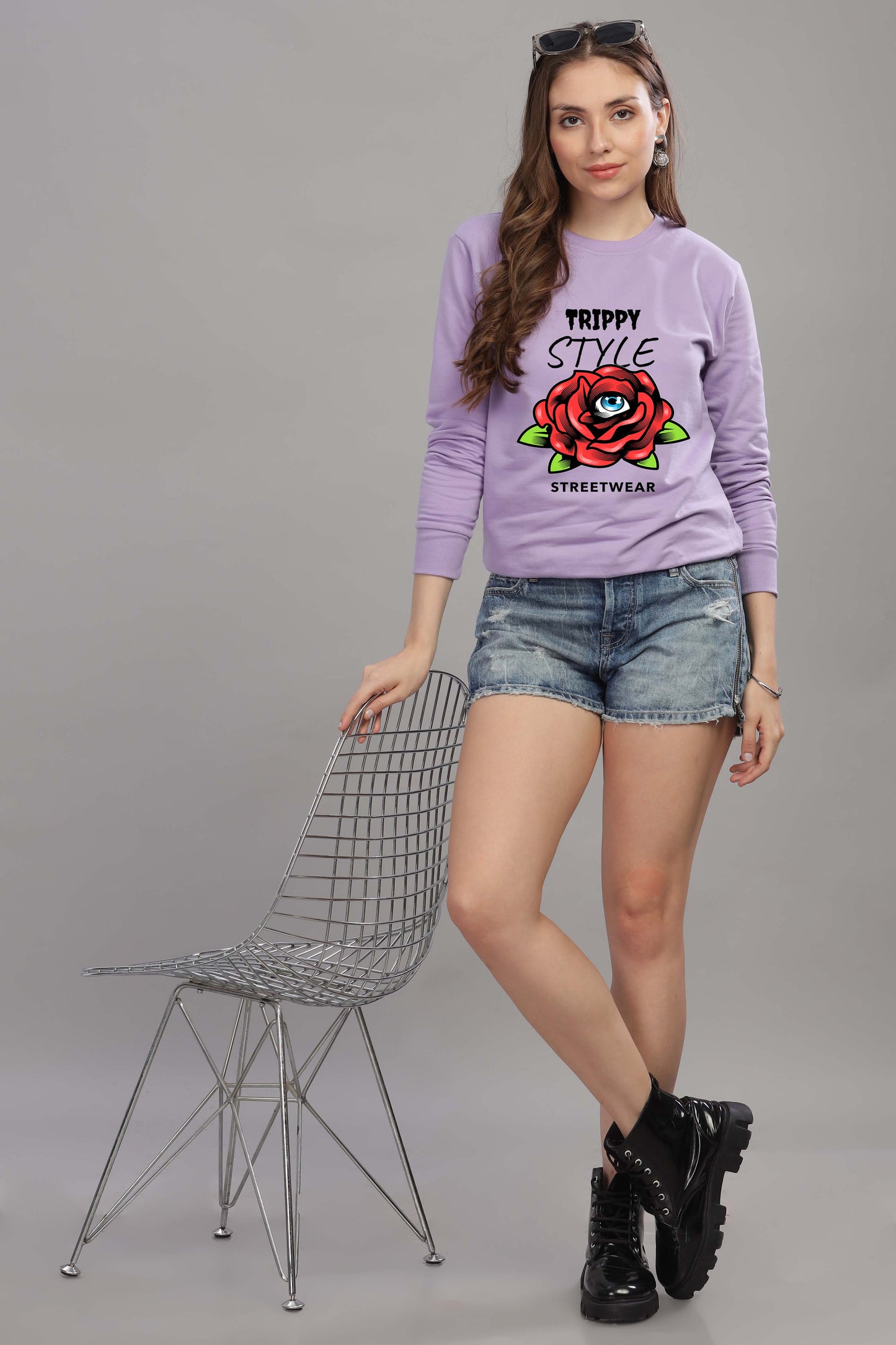 Women’s Cozy & Stylish Full Sleeve Pastel Colour Printed Sweatshirt