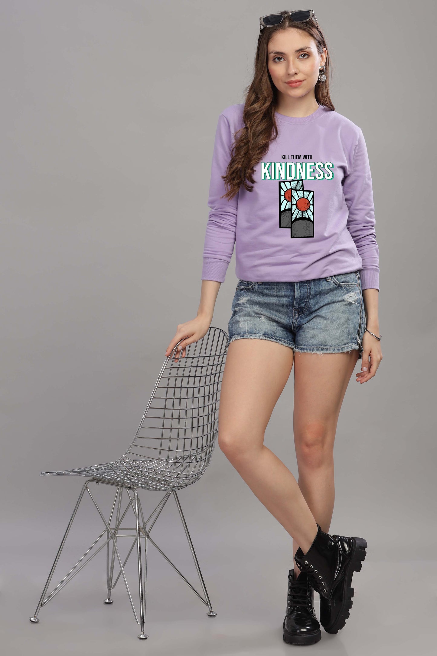 Women’s Cozy & Stylish Full Sleeve Pastel Colour Printed Sweatshirt