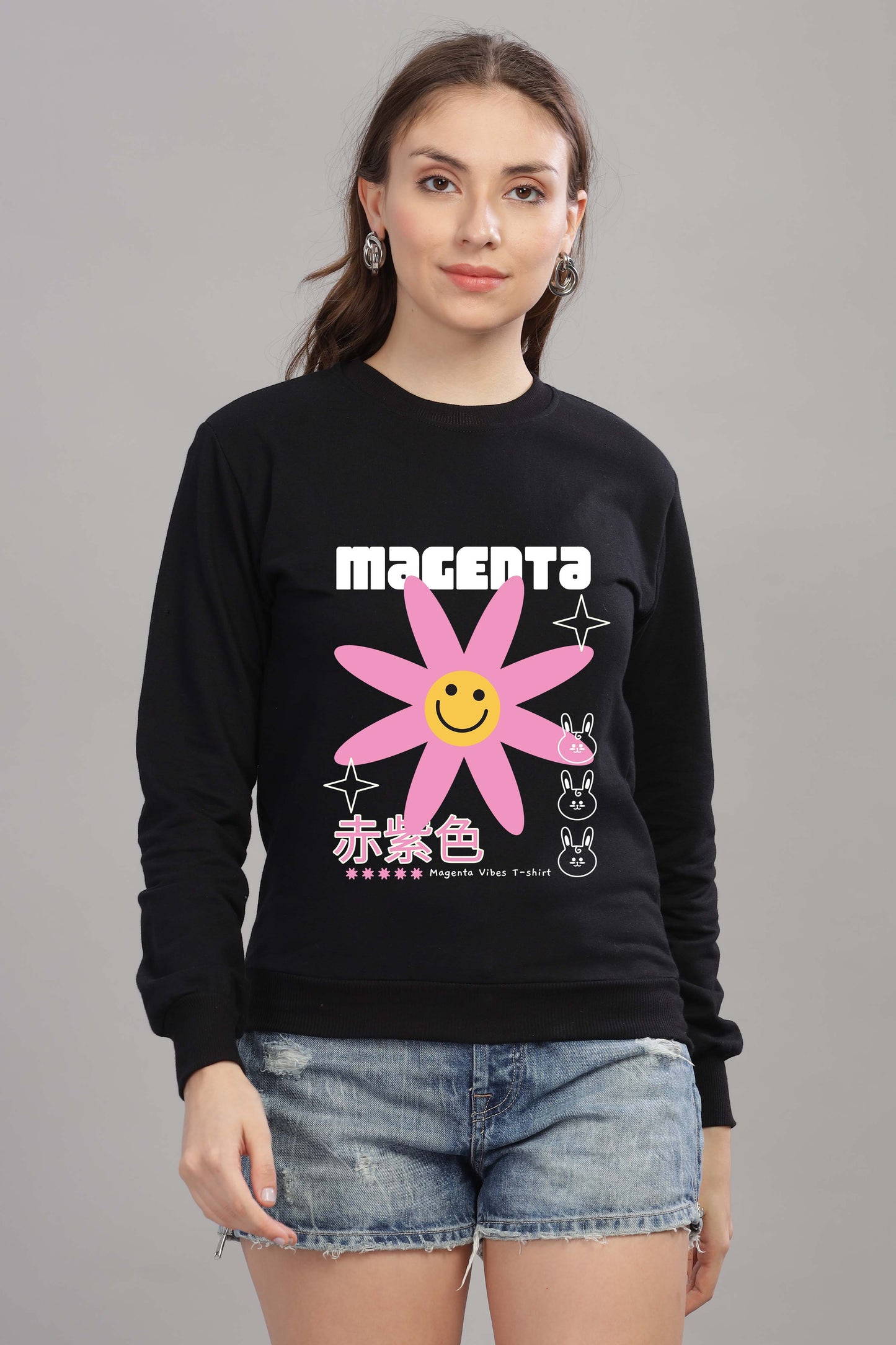 Women’s Cozy & Stylish Full Sleeve Pastel Colour Printed Sweatshirt