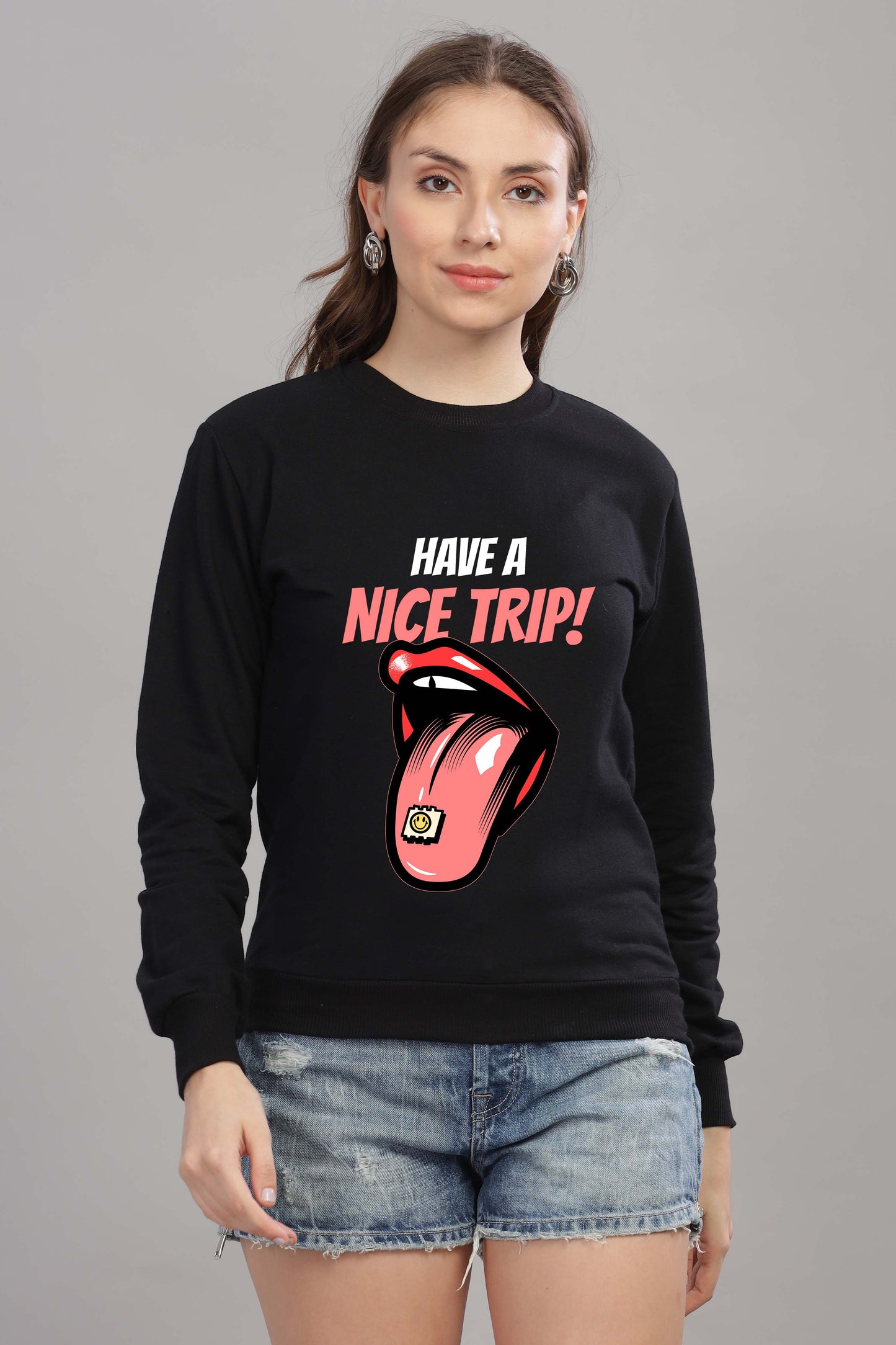 Women’s Cozy & Stylish Full Sleeve Pastel Colour Printed Sweatshirt