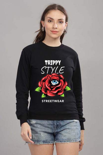Women’s Cozy & Stylish Full Sleeve Pastel Colour Printed Sweatshirt