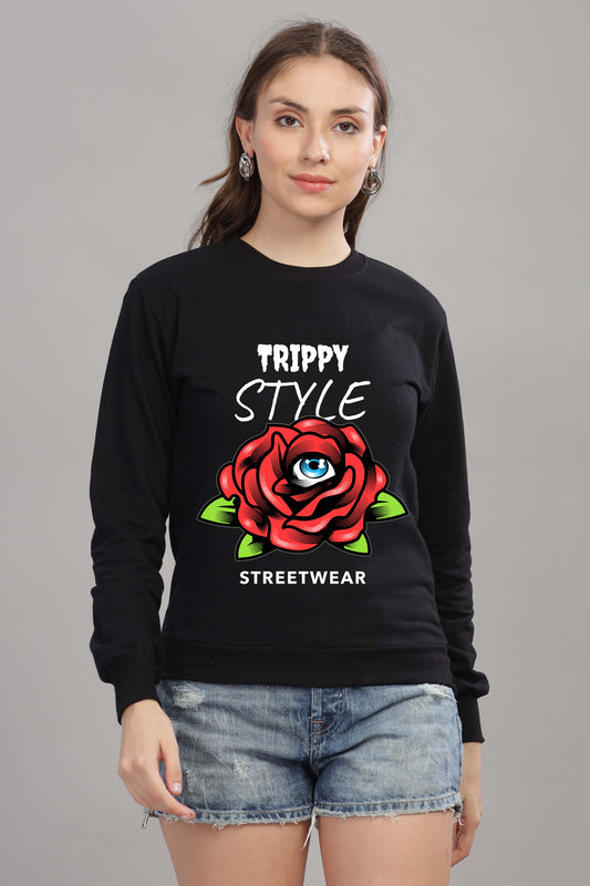 Women’s Cozy & Stylish Full Sleeve Pastel Colour Printed Sweatshirt