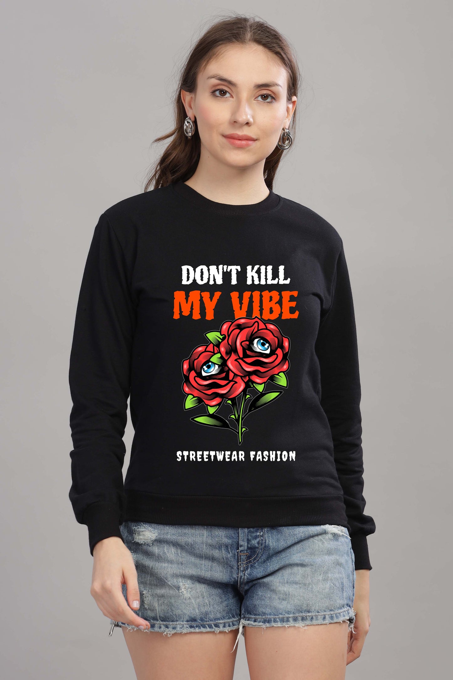 Women’s Cozy & Stylish Full Sleeve Pastel Colour Printed Sweatshirt