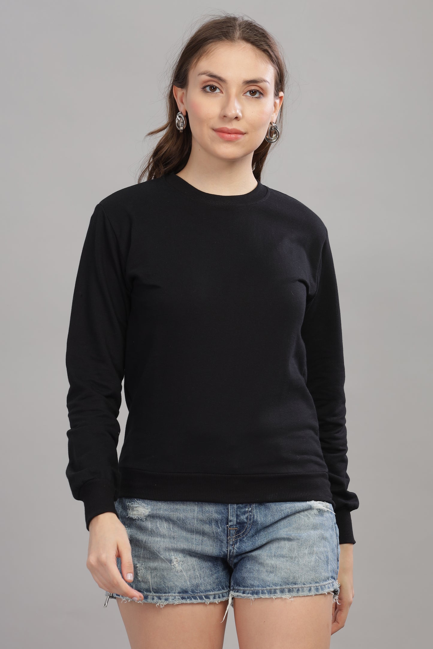Women’s Solid Prefect Comfortable Full Sleeve Soft & Cozy Feel Sweatshirt