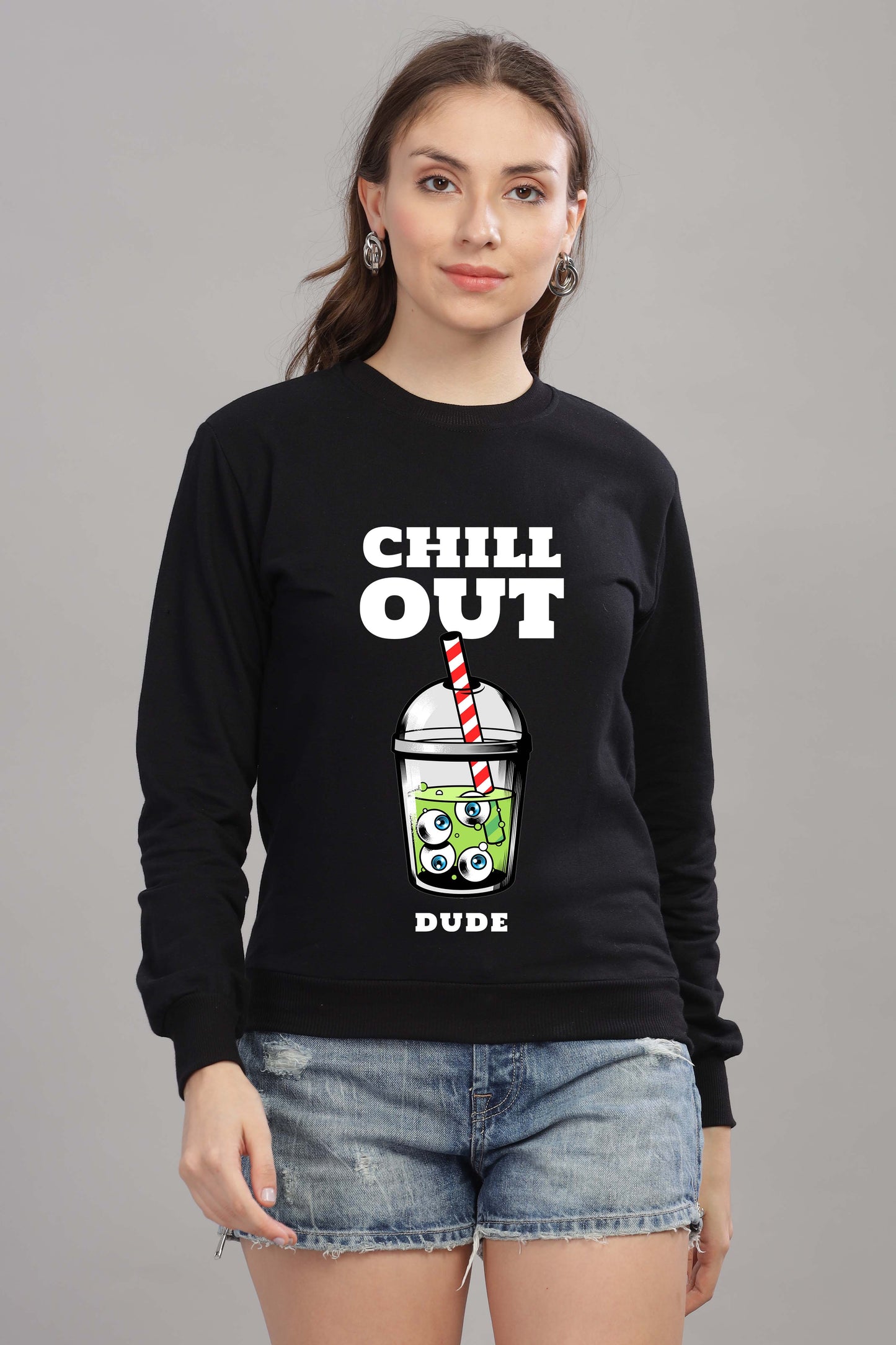 Women’s Cozy & Stylish Full Sleeve Pastel Colour Printed Sweatshirt