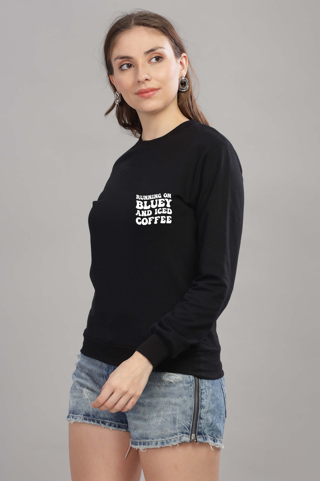 Running on Bluey and Iced Coffee Women’s Full Sleeve Sweatshirt