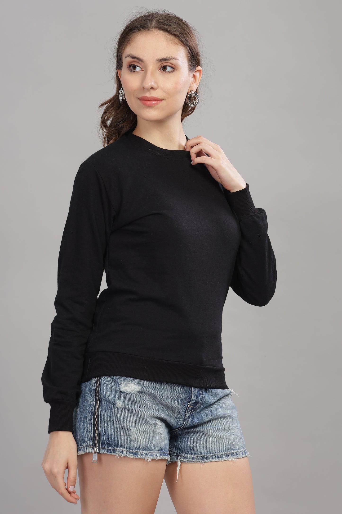 Women’s Solid Prefect Comfortable Full Sleeve Soft & Cozy Feel Sweatshirt