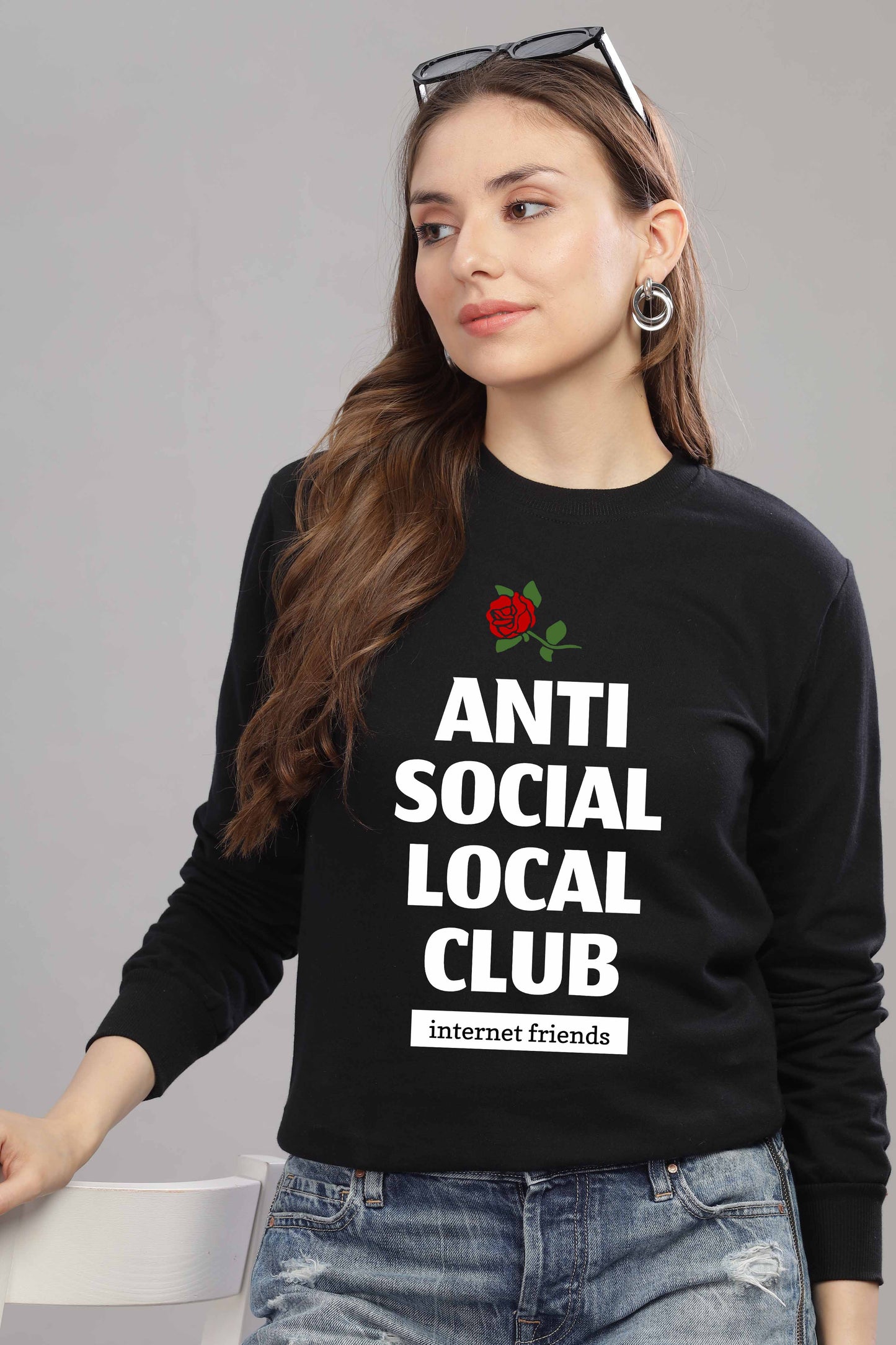 Women’s Cozy & Stylish Full Sleeve Pastel Colour Printed Sweatshirt